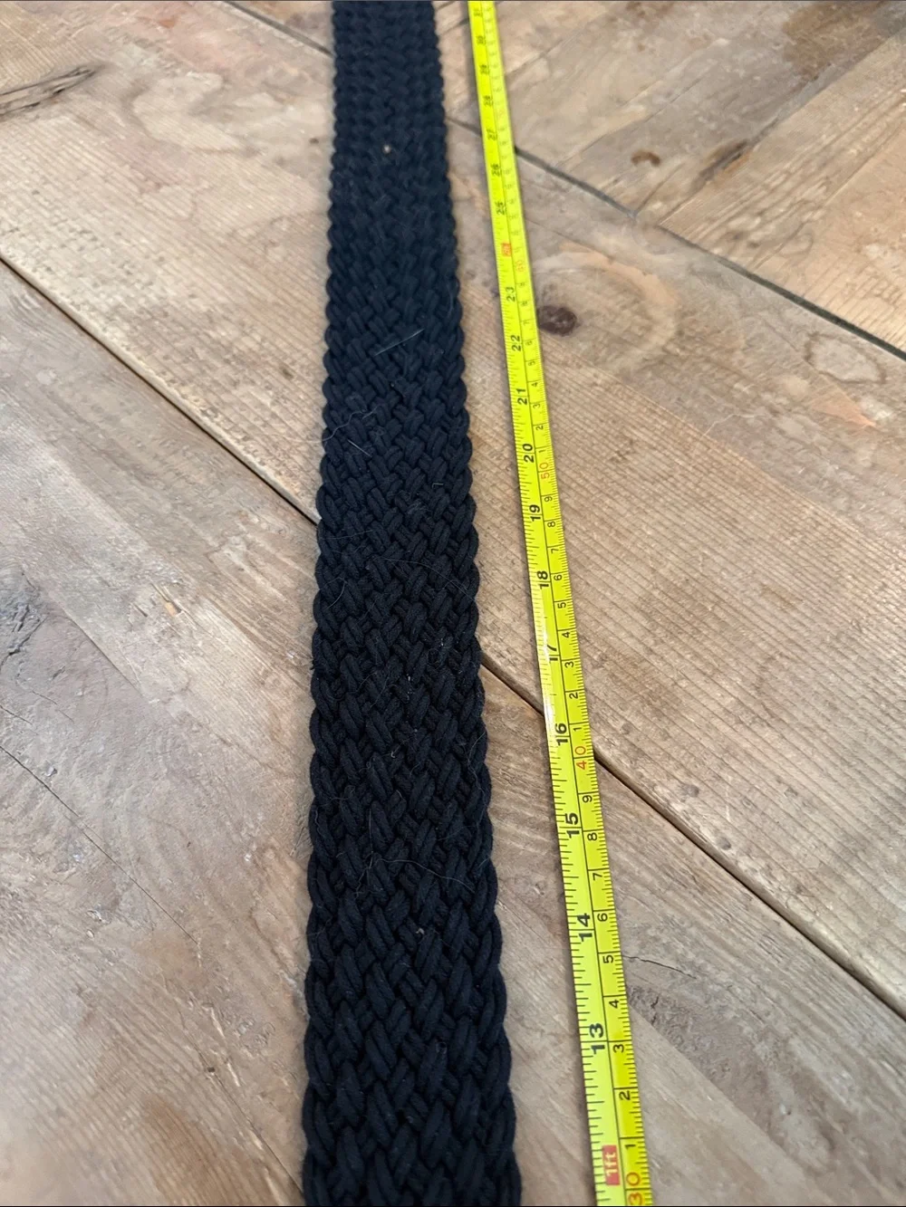 Black Braided Men's Belt with Antique Brass Buckle